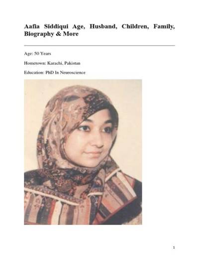 Aafia Siddiqui Age, Facts, Wikipedia, Who, Nationality, Biography