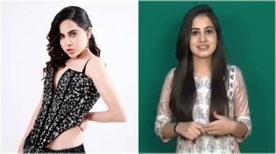 Another Appearance by Urfi Javed Without a Top! Wearing a Nosepin and a Green Wired Dress
