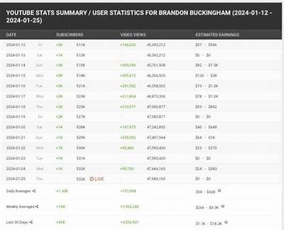 Brandon Buckingham Video Statistics