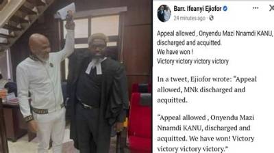 Breaking: Nnamdi Kanu Discharged and Acquitted