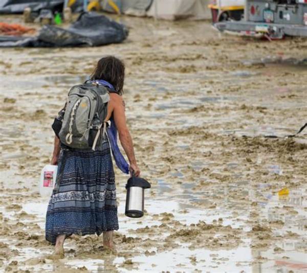 Burning Man Festival Attendees Get Stuck in the Mud After Unprecedented Rain