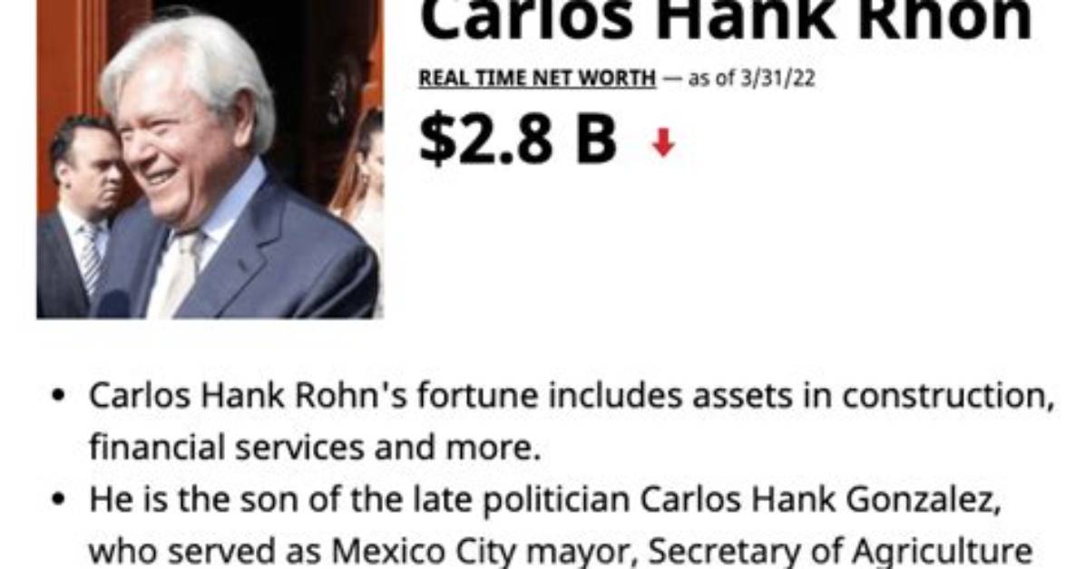 Carlos Hank Rhon Net Worth - Wiki, Age, Weight and Height, Relationships, Family, and More
