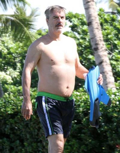 Chris Noth, 59, Goes Shirtless & Mustached in Hawaii: Would You Hit It?