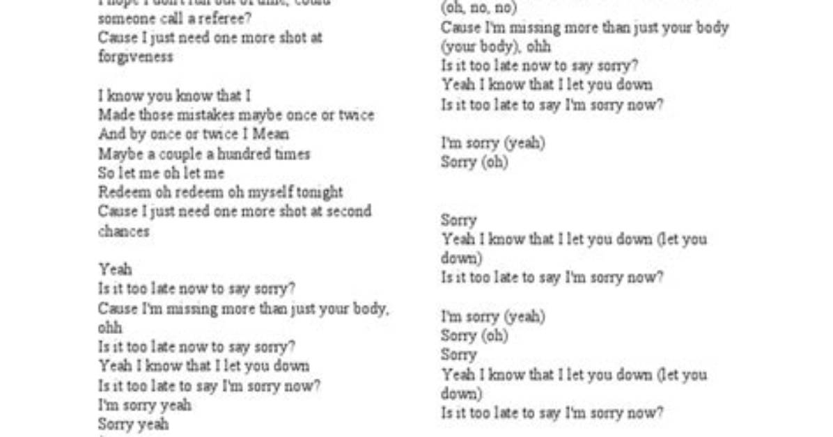 Correct the Justin Bieber Lyrics