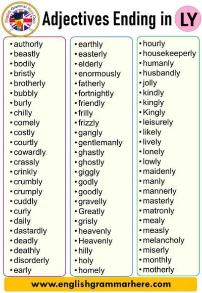 Do Adjectives End in Ly?
