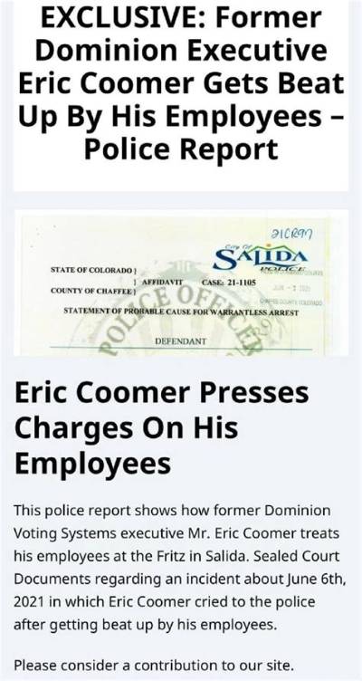 Dominion Ceo Eric Coomer Arrested in Salida Colorado, What Are the Charges?