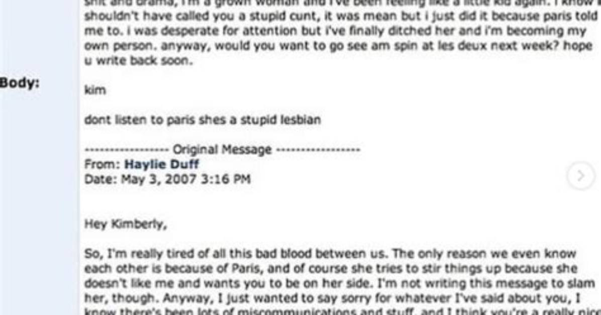 Haylie Duff and Kim Kardashian Myspace Fight