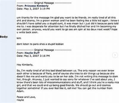 Haylie Duff and Kim Kardashian Myspace Fight
