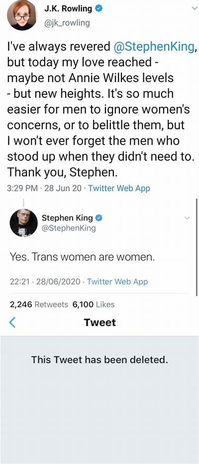 Jk Rowling Deleted a Tweet Thanking Stephen King After He Said ‘Trans Women Are Women’