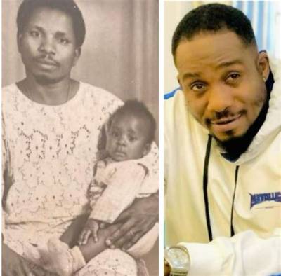 Jnr Pope Shares Throwback Photos of Himself with His Wife and Children