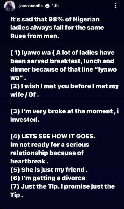 Joro Olumofin Reveals Seven Lies Nigerian Women Fall For