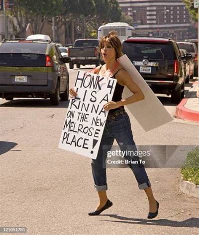 Lisa Rinna Campaigns with a Sandwich Board to Be on Melrose Place