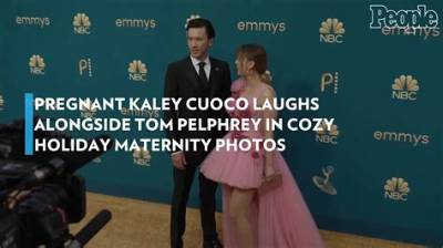 Pregnant Kaley Cuoco Laughs Alongside Tom Pelphrey in Cozy Holiday Maternity Photos
