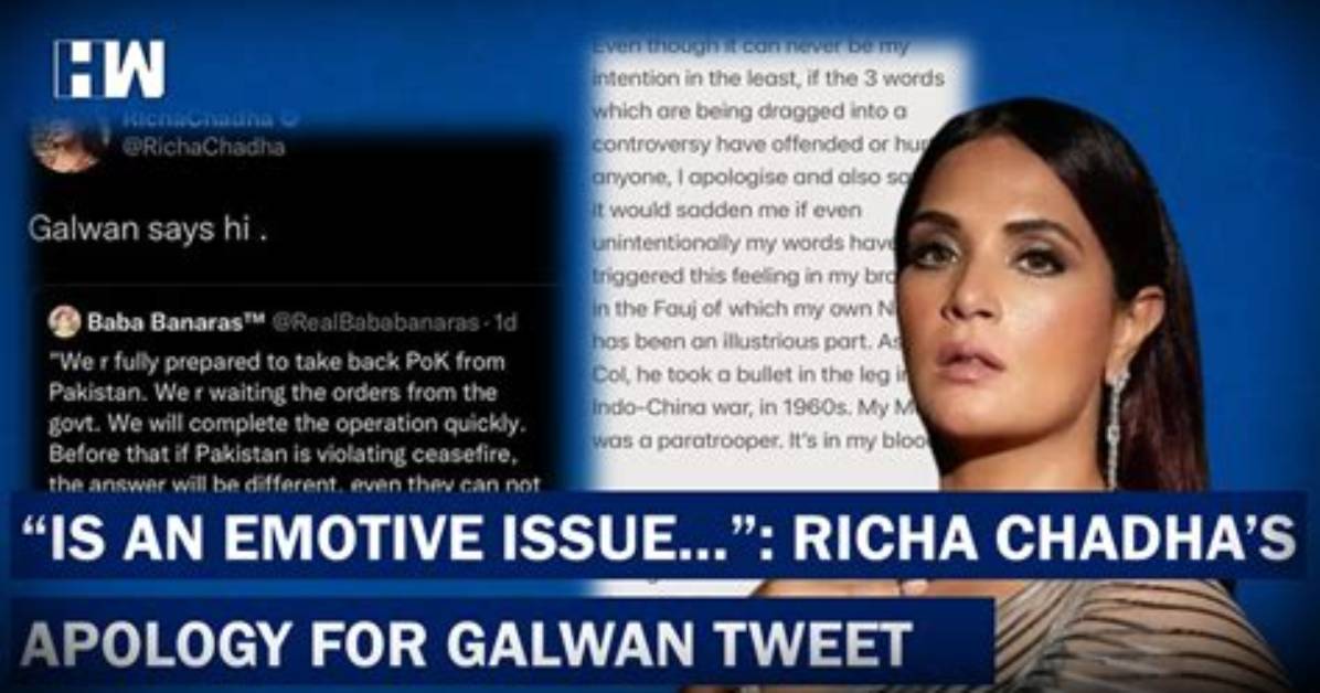 Richa Chadha News: “Galwan Says Hi” Controversy with a Reaction to an Indian Army Twitter Statement