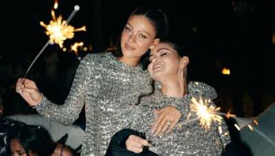 Selena Gomez and Nicola Peltz Twin in Sequin Valentino Minis for Nye and Reveal Matching Tattoos