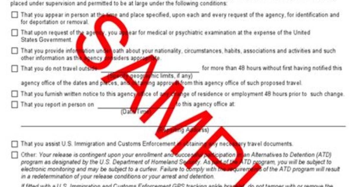 What Is an Order of Supervision Immigration?