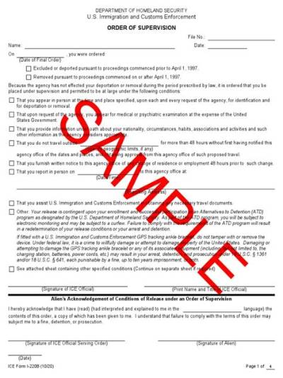 What Is an Order of Supervision Immigration?