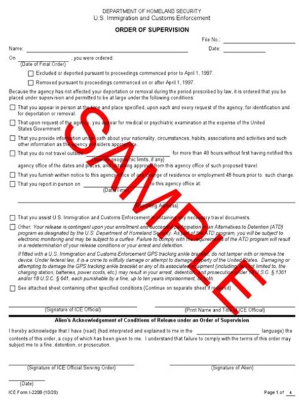 What Is an Order of Supervision Immigration?