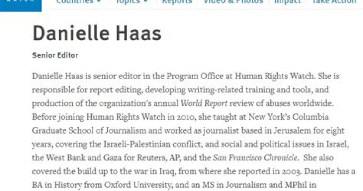 Who Is Danielle Haas? Former Human Rights Watch Editor Slams Organization over Biased Stand on Israel-Palestine Conflict