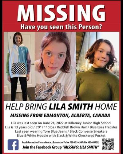 Who Is Lila Smith? Missing Girl from Edmonton, Help Post on Facebook